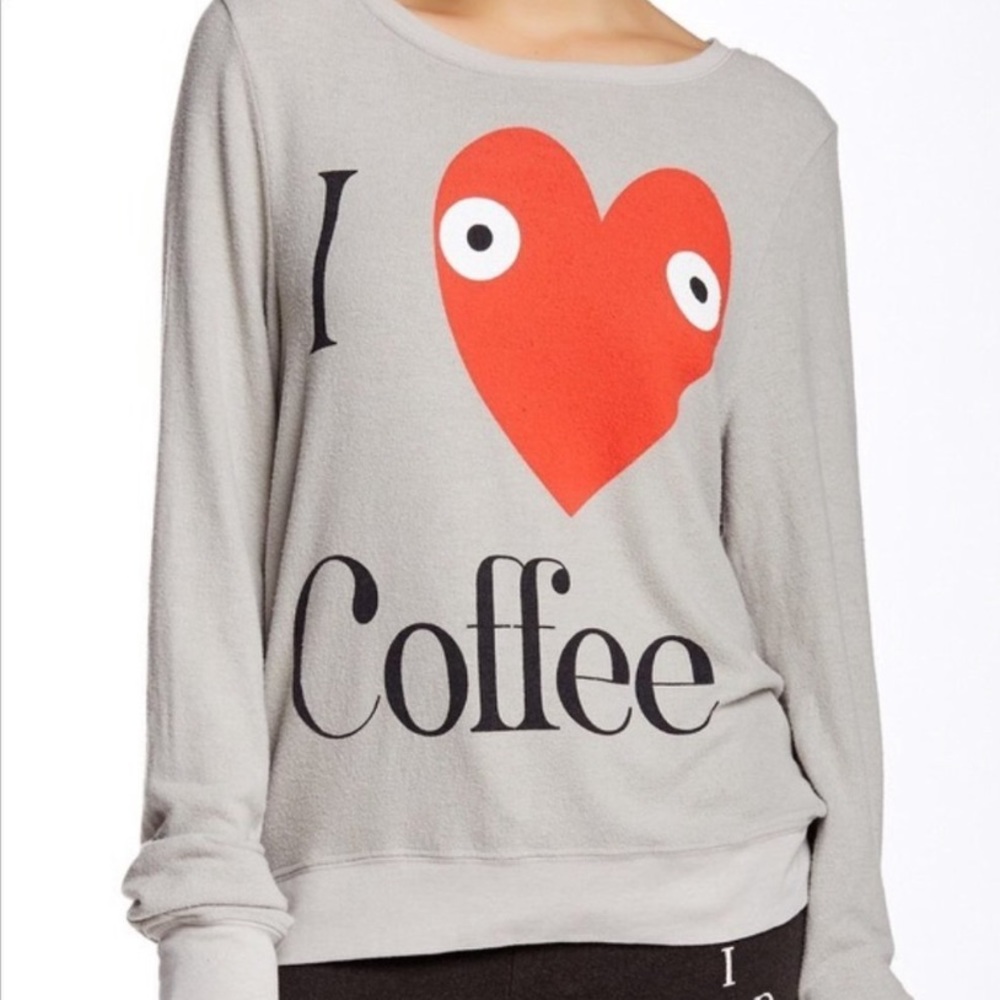 Wildfox Medium I Love Coffee Gray Sweatshirt